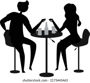 Romantic Couple Drinking Beer Silhouettes