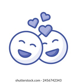 Diseño romántico del Vector del emoji de la pareja, listo para el uso premium