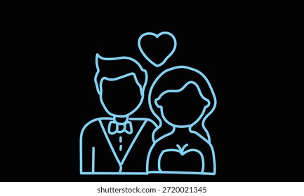 Casal romântico face a face linha ilustração