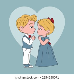 Romantic couple falling in love and seeing each other on valentines day