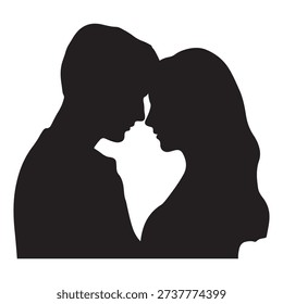 Romantic Couple Forehead Touch Silhouette