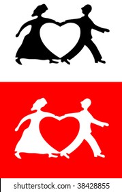 Romantic couple forming a heart's image