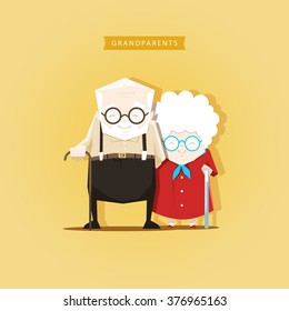 Romantic couple grandparents are standing next to each other - stock vector illustration