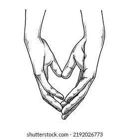 Ilustración de la mano de la pareja romántica con contacto romántico