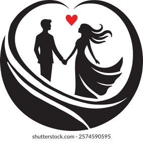 Romantic Couple Holding Hands in a Heart-Shaped Silhouette: A Timeless Symbol of Love and Togetherness