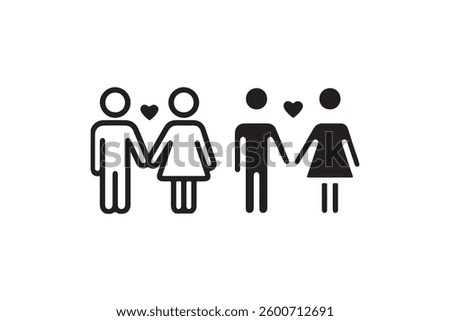 Romantic couple holding hands icon Vector