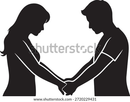 Romantic Couple Holding Hands Silhouette – Love, Relationship, Connection Concept