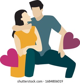 A romantic couple hugging full of love flat design 