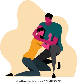 A romantic couple hugging full of love flat design 