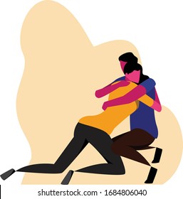 A romantic couple hugging full of love flat design 