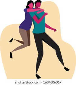 A romantic couple hugging full of love flat design 