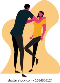 A romantic couple hugging full of love flat design 