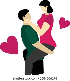 A romantic couple hugging full of love flat design 