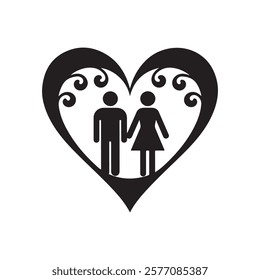 Romantic Couple Icon in Ornate Heart Design