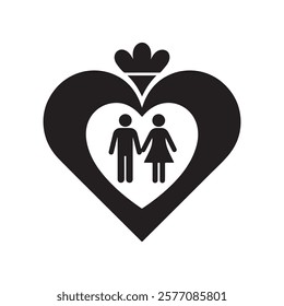 Romantic Couple Icon in Ornate Heart Design