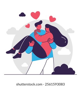 Romantic Couple Illustration Love and Affection Design valentine special couple flat illustration