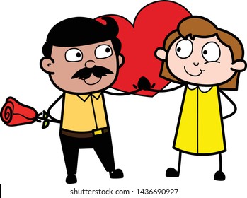 Romantic Couple - Indian Cartoon Man Father Vector Illustration