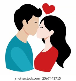 Romantic Couple Kiss Valentines Vector Illustration Bundle