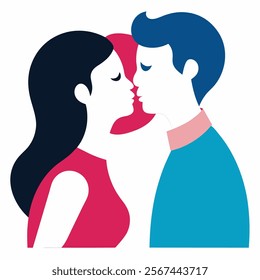 Romantic Couple Kiss Valentines Vector Illustration Bundle