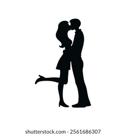 Romantic Couple Kissing Enclosed in a Heart Shape Silhouette vector