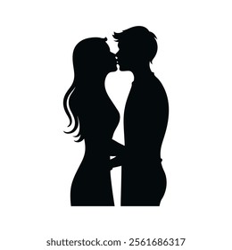 Romantic Couple Kissing Enclosed in a Heart Shape Silhouette vector