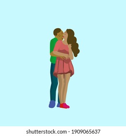 pareja romántica es vector de besos