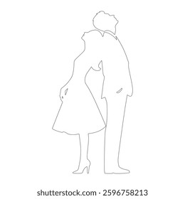 Romantic Couple Line Art Drawing Minimalist Illustration
