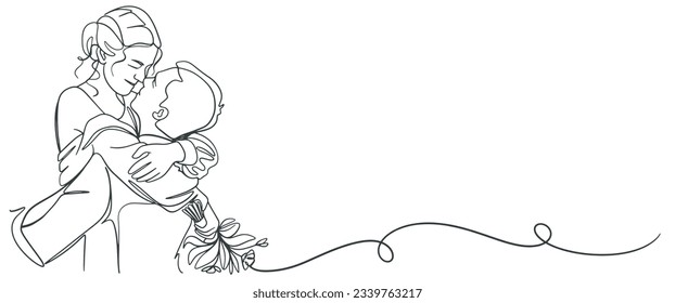 Romantic couple line art Vector illustration