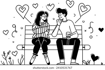 Romantic couple line art vector, Valentine concept, love illustration, romantic partners, relationship art, Valentine's Day graphic, romantic silhouette, couple in love, dating concept
