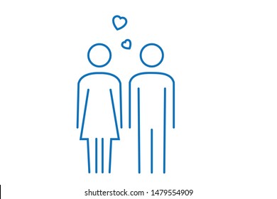 Romantic couple line icon vector 