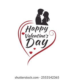 A romantic valentine’s couple logo art illustration 