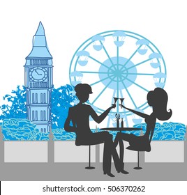 Romantic couple in London 