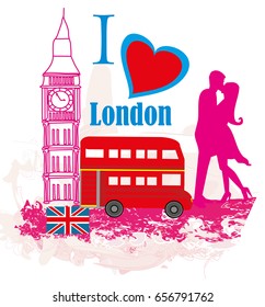 Romantic couple in London card 