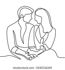 Romantic couple in love. Continuous single one line art drawing. Vector illustration man and woman dating.