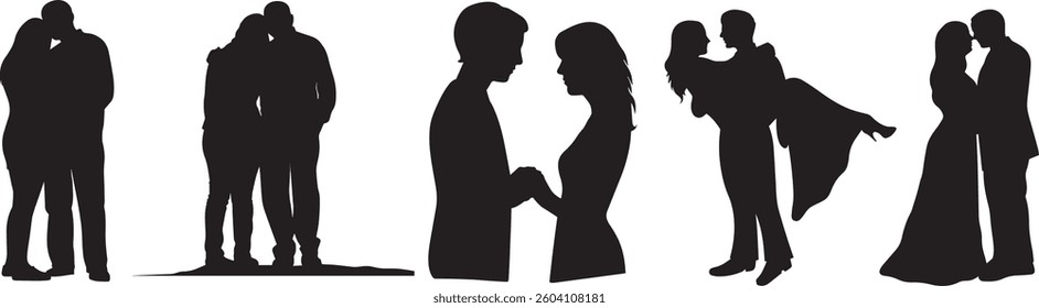 Romantic Couple Love Silhouette in vector