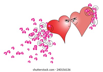 Romantic couple in love in valentine heart shape-Vector illustration