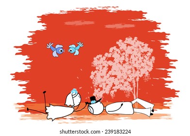 Romantic couple in love - i love you -Vector illustration