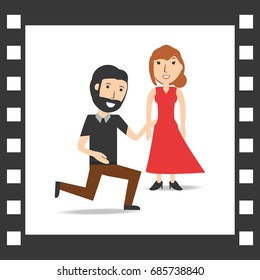 romantic couple lover with framework decoration