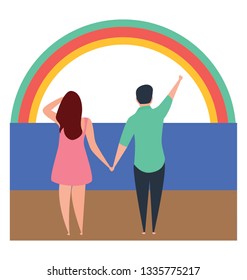Romantic couple on vacation, illustration 