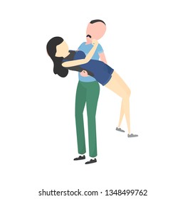 Romantic couple on a white background