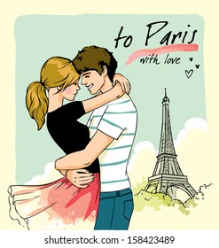 romantic couple in Paris