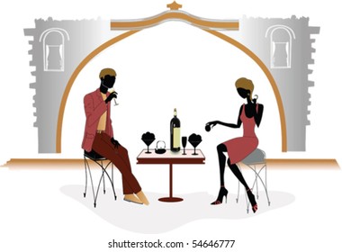 Romantic couple at the restaurant