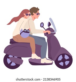 Una pareja romántica montando una moto. Un concepto de unión y aventura. 