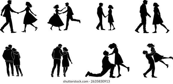 Romantic Couple Silhouette Collection , Dance, Love and Togetherness Poses