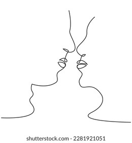 Romantisches Paar, Silhouette, kontinuierliche Linienzeichnung, Vektorgrafik