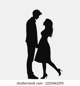 Romantic couple silhouette. Design for valentines day. Vector illustration