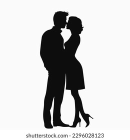 Romantic couple silhouette. Design for valentines day. Vector illustration