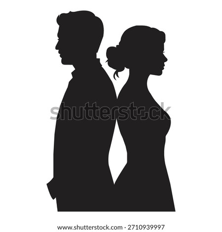 Romantic Couple Silhouette Set with Decorative Frames 