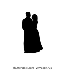 romantic couple silhouette side view vector