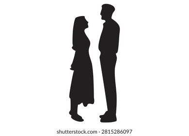 Romantic Couple Silhouette Standing Vector Illustration